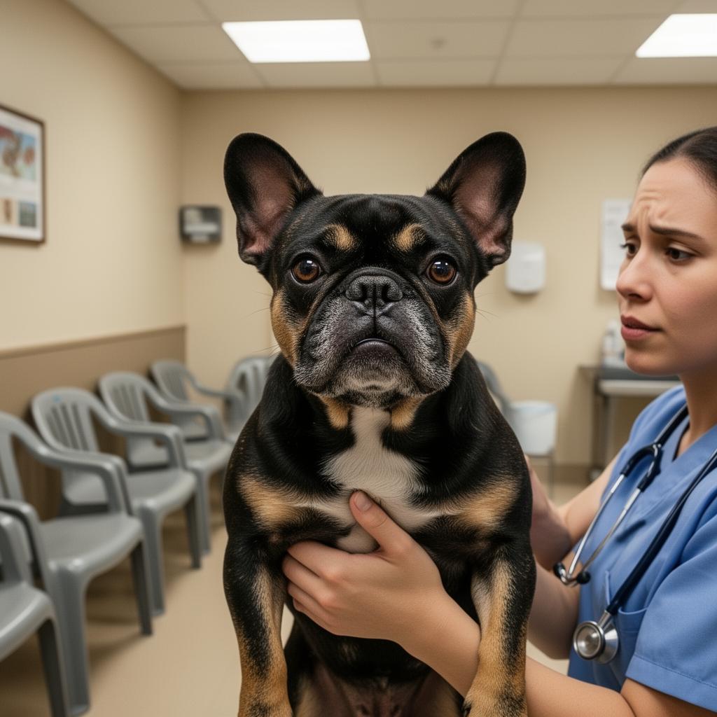 French Bulldog at a veterinary checkup in Oklahoma